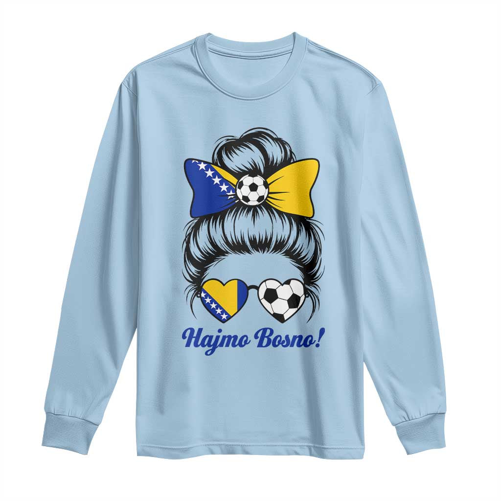 Bosnia Soccer Messy Bun Long Sleeve Shirt Hajmo Bosno Game Day Gift