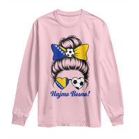 Bosnia Soccer Messy Bun Long Sleeve Shirt Hajmo Bosno Game Day Gift