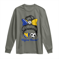 Bosnia Soccer Messy Bun Long Sleeve Shirt Hajmo Bosno Game Day Gift