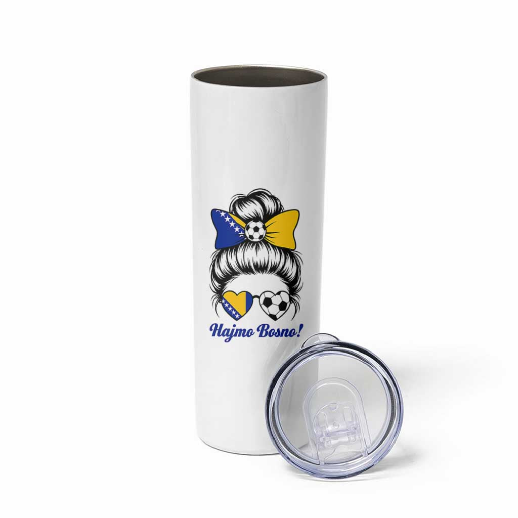 Bosnia Soccer Messy Bun Skinny Tumbler Hajmo Bosno Game Day Gift