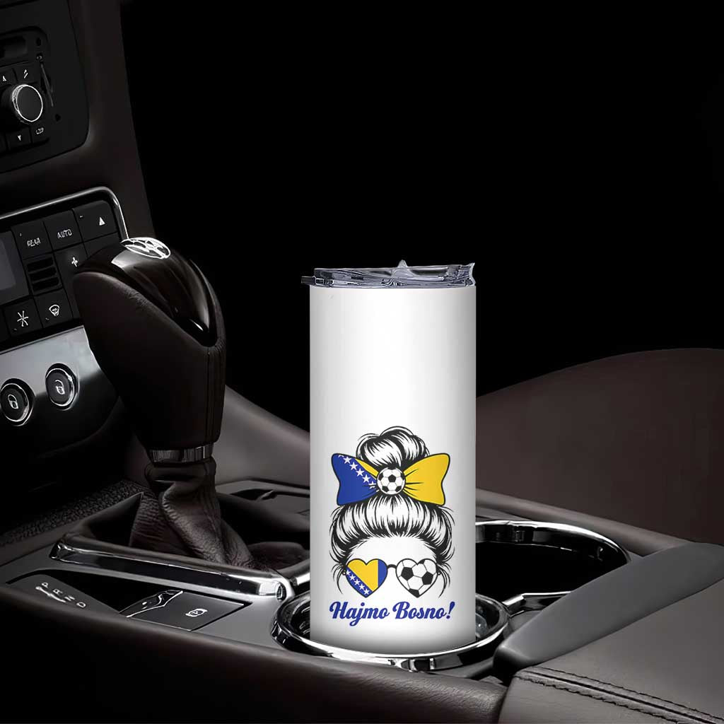 Bosnia Soccer Messy Bun Skinny Tumbler Hajmo Bosno Game Day Gift