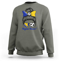 Bosnia Soccer Messy Bun Sweatshirt Hajmo Bosno Game Day Gift