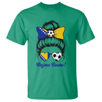 Bosnia Soccer Messy Bun T Shirt Hajmo Bosno Game Day Gift