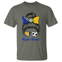 Bosnia Soccer Messy Bun T Shirt Hajmo Bosno Game Day Gift