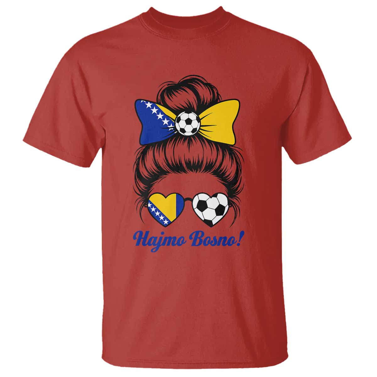 Bosnia Soccer Messy Bun T Shirt Hajmo Bosno Game Day Gift
