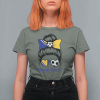 Bosnia Soccer Messy Bun T Shirt For Women Hajmo Bosno Game Day Gift