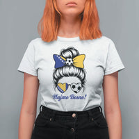 Bosnia Soccer Messy Bun T Shirt For Women Hajmo Bosno Game Day Gift