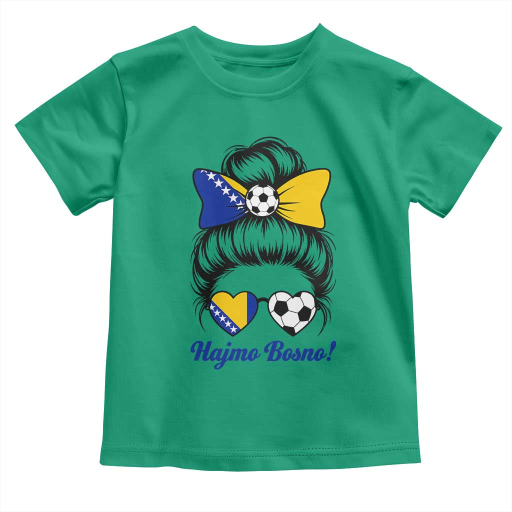 Bosnia Soccer Messy Bun Toddler T Shirt Hajmo Bosno Game Day Gift