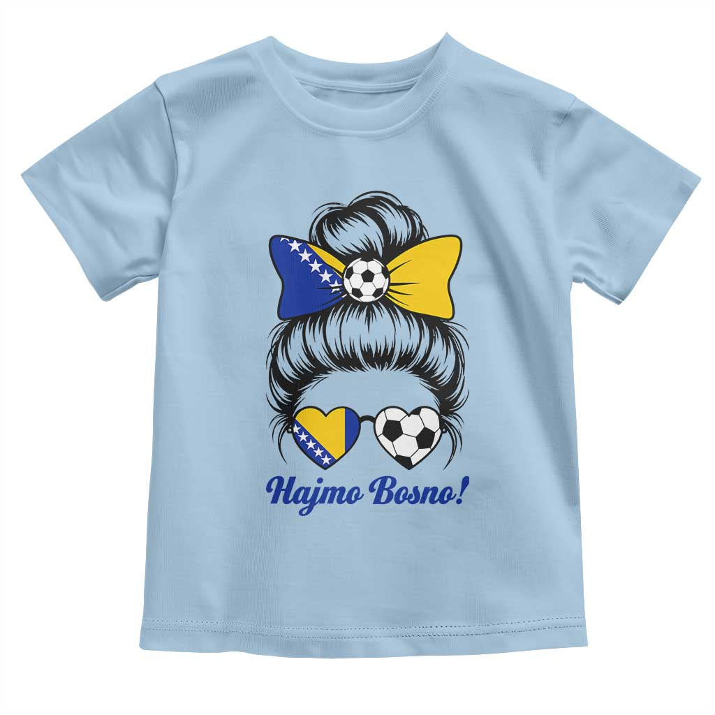 Bosnia Soccer Messy Bun Toddler T Shirt Hajmo Bosno Game Day Gift