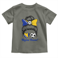 Bosnia Soccer Messy Bun Toddler T Shirt Hajmo Bosno Game Day Gift