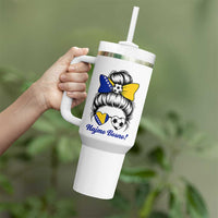 Bosnia Soccer Messy Bun Tumbler With Handle Hajmo Bosno Game Day Gift