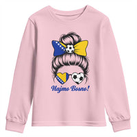 Bosnia Soccer Messy Bun Youth Sweatshirt Hajmo Bosno Game Day Gift
