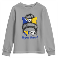 Bosnia Soccer Messy Bun Youth Sweatshirt Hajmo Bosno Game Day Gift