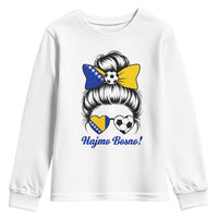 Bosnia Soccer Messy Bun Youth Sweatshirt Hajmo Bosno Game Day Gift