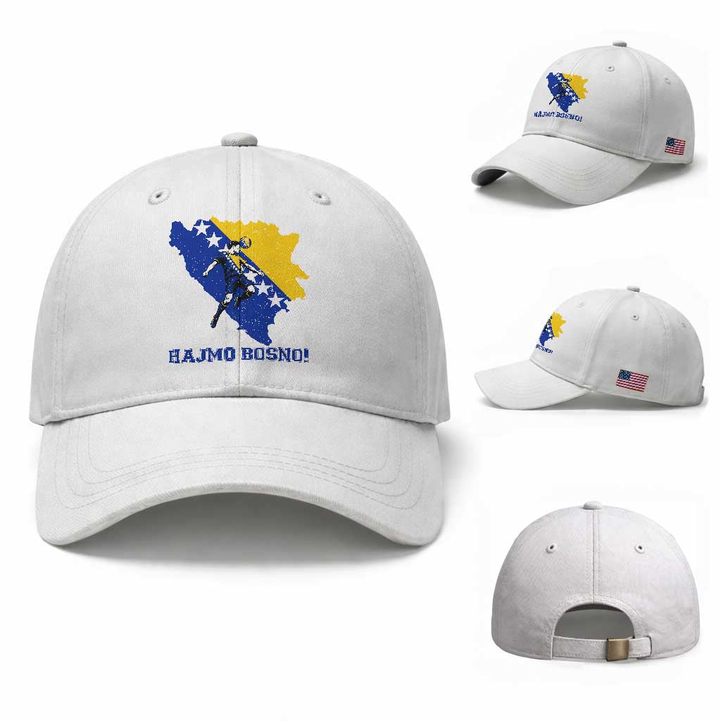 Vintage Bosnian Map Football Fan Baseball Cap Proud Balkan Heritage Gift