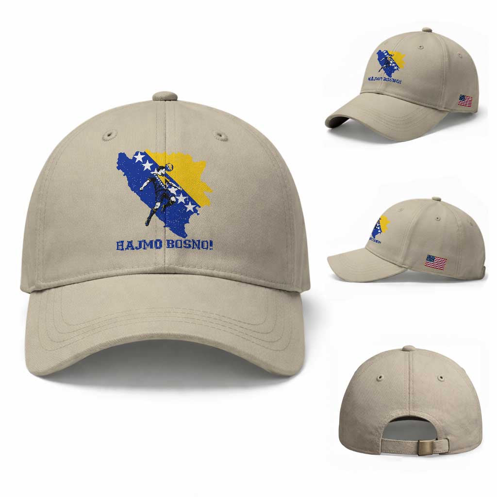 Vintage Bosnian Map Football Fan Baseball Cap Proud Balkan Heritage Gift