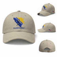 Vintage Bosnian Map Football Fan Baseball Cap Proud Balkan Heritage Gift