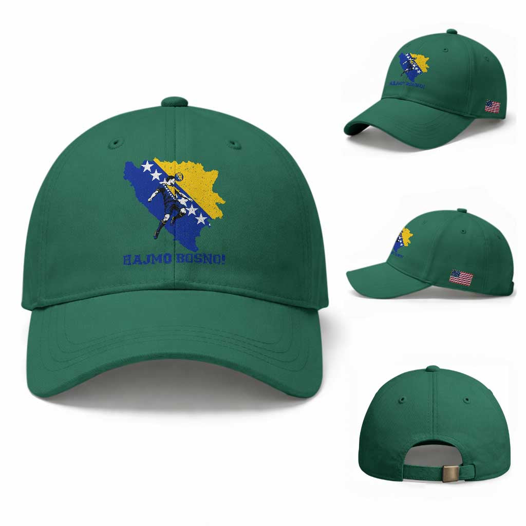 Vintage Bosnian Map Football Fan Baseball Cap Proud Balkan Heritage Gift