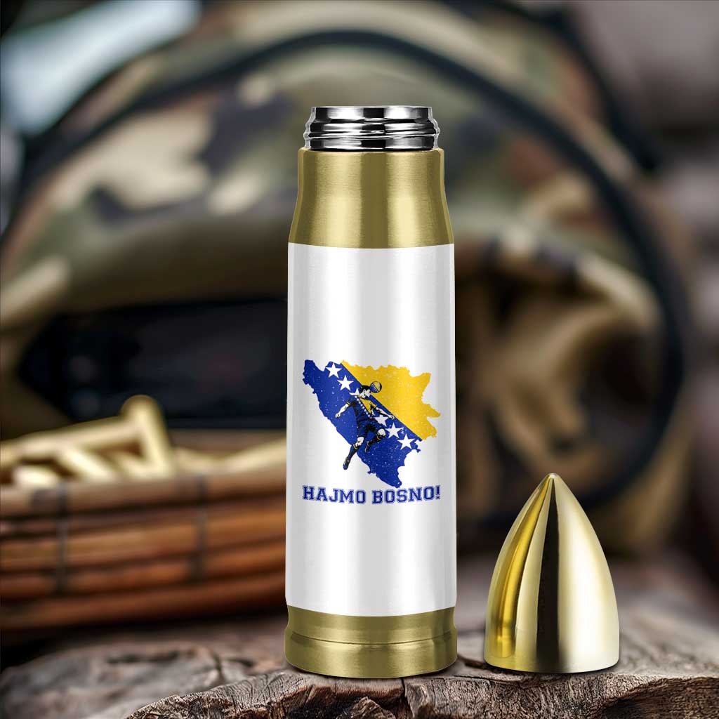 Vintage Bosnian Map Football Fan Bullet Tumbler Proud Balkan Heritage Gift