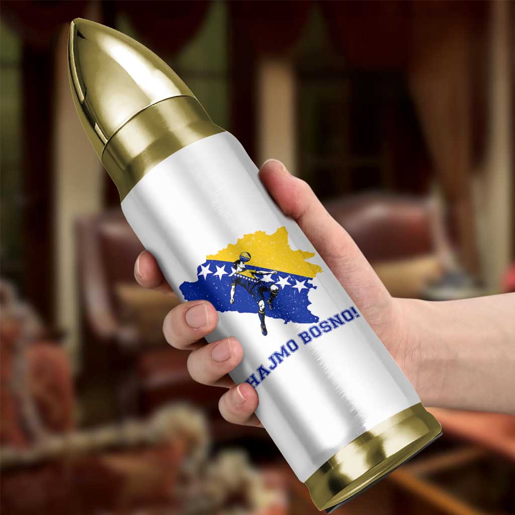 Vintage Bosnian Map Football Fan Bullet Tumbler Proud Balkan Heritage Gift