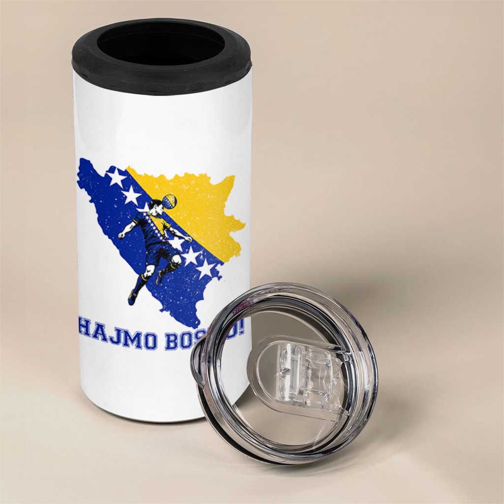 Vintage Bosnian Map Football Fan 4 in 1 Can Cooler Tumbler Proud Balkan Heritage Gift