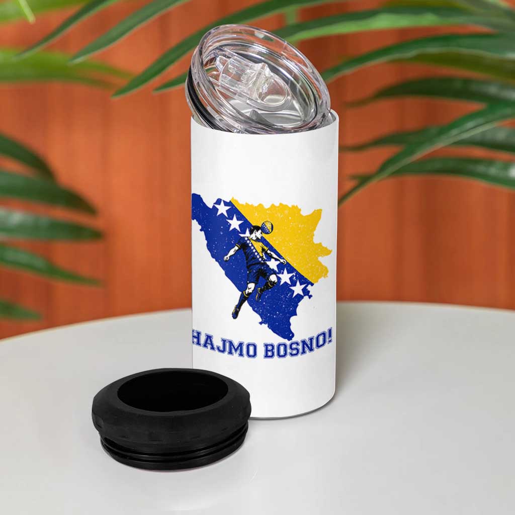 Vintage Bosnian Map Football Fan 4 in 1 Can Cooler Tumbler Proud Balkan Heritage Gift