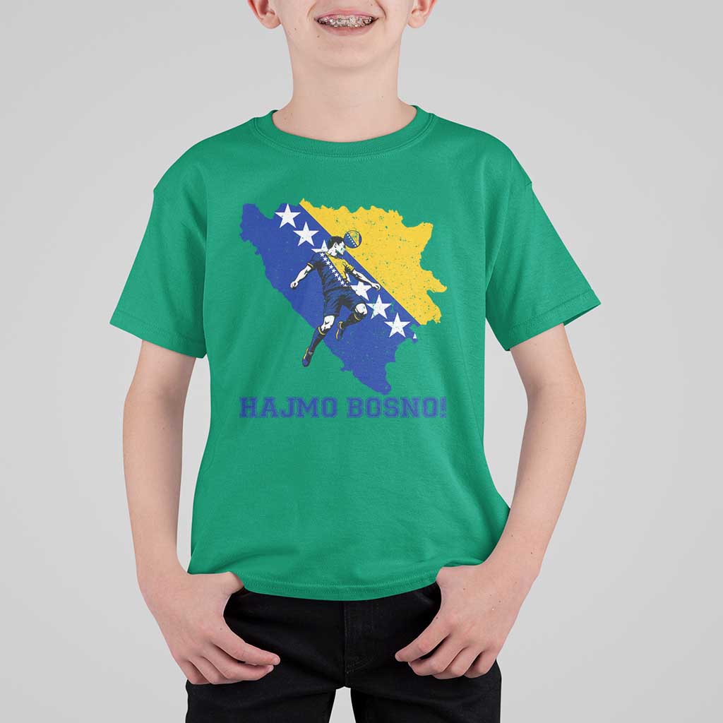 Vintage Bosnian Map Football Fan T Shirt For Kid Proud Balkan Heritage Gift