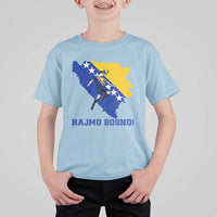 Vintage Bosnian Map Football Fan T Shirt For Kid Proud Balkan Heritage Gift
