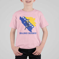 Vintage Bosnian Map Football Fan T Shirt For Kid Proud Balkan Heritage Gift