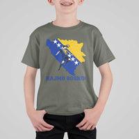 Vintage Bosnian Map Football Fan T Shirt For Kid Proud Balkan Heritage Gift