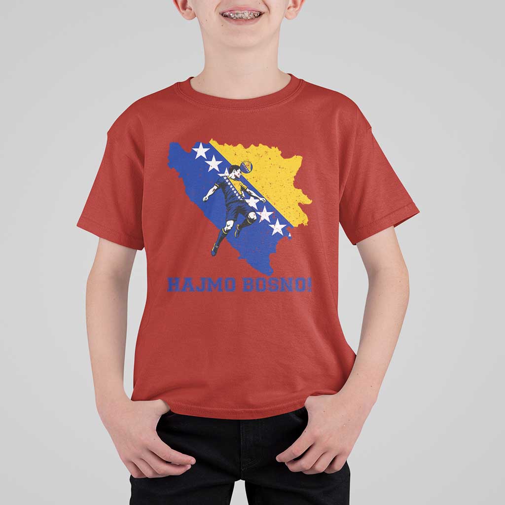 Vintage Bosnian Map Football Fan T Shirt For Kid Proud Balkan Heritage Gift