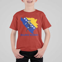 Vintage Bosnian Map Football Fan T Shirt For Kid Proud Balkan Heritage Gift