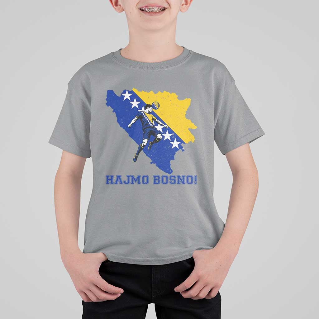 Vintage Bosnian Map Football Fan T Shirt For Kid Proud Balkan Heritage Gift