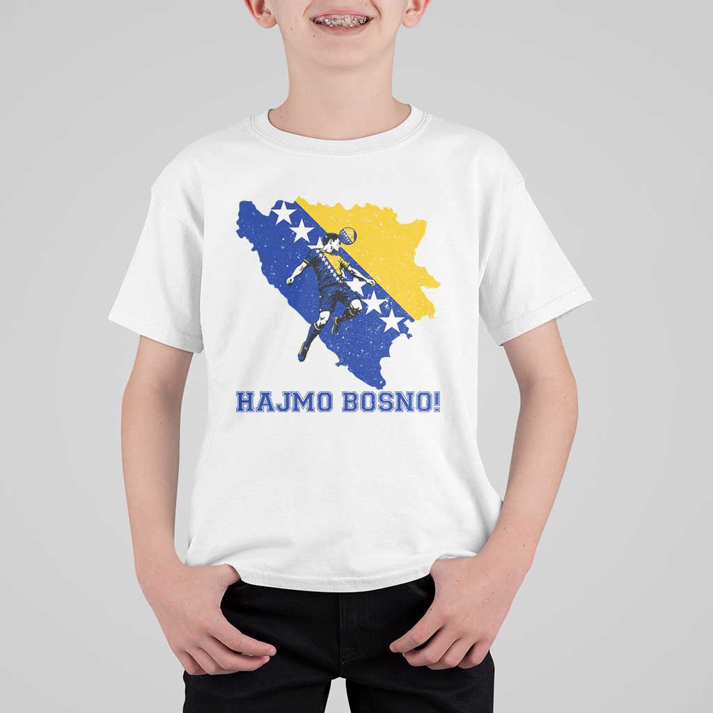 Vintage Bosnian Map Football Fan T Shirt For Kid Proud Balkan Heritage Gift