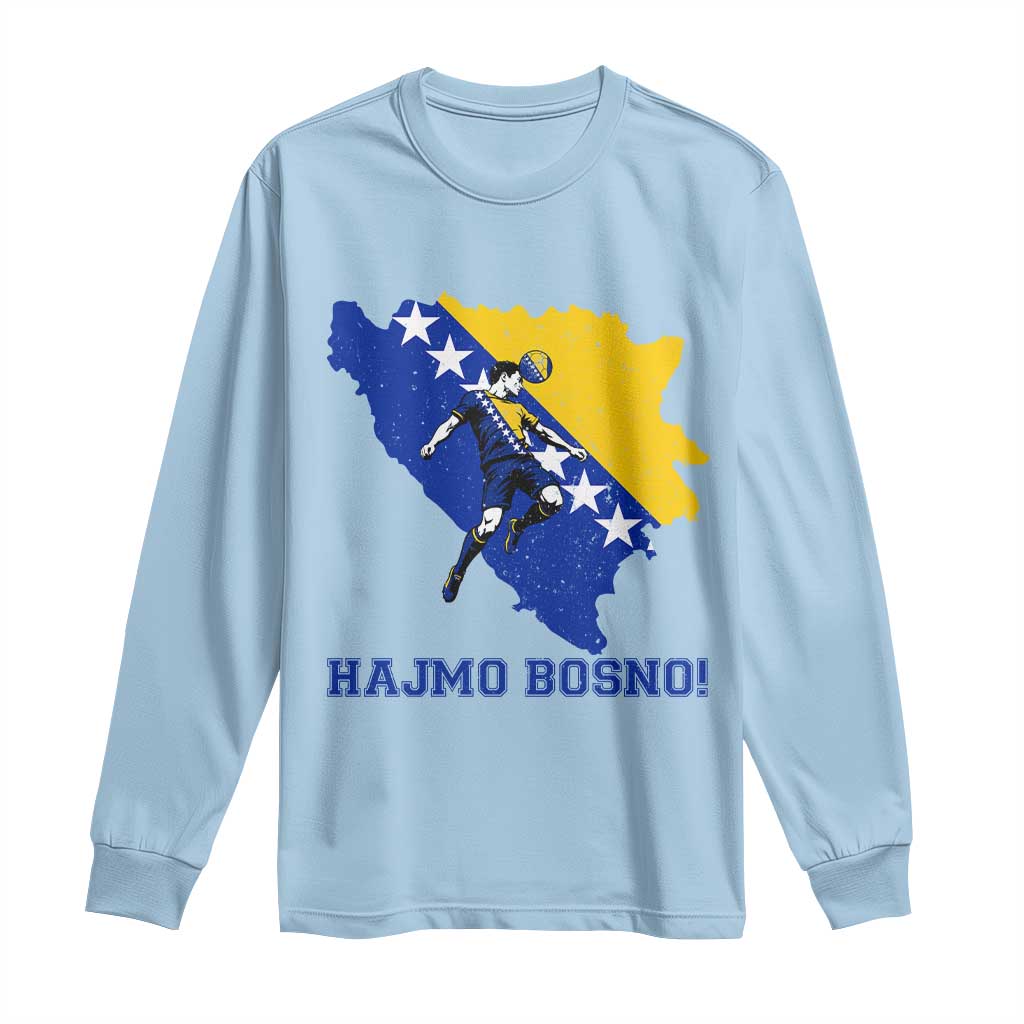 Vintage Bosnian Map Football Fan Long Sleeve Shirt Proud Balkan Heritage Gift