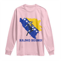 Vintage Bosnian Map Football Fan Long Sleeve Shirt Proud Balkan Heritage Gift