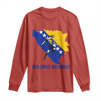 Vintage Bosnian Map Football Fan Long Sleeve Shirt Proud Balkan Heritage Gift