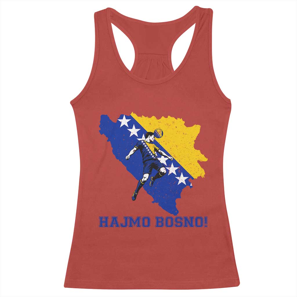 Vintage Bosnian Map Football Fan Racerback Tank Top Proud Balkan Heritage Gift