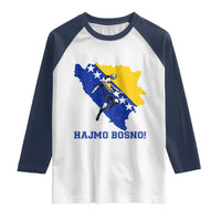 Vintage Bosnian Map Football Fan Raglan Shirt Proud Balkan Heritage Gift