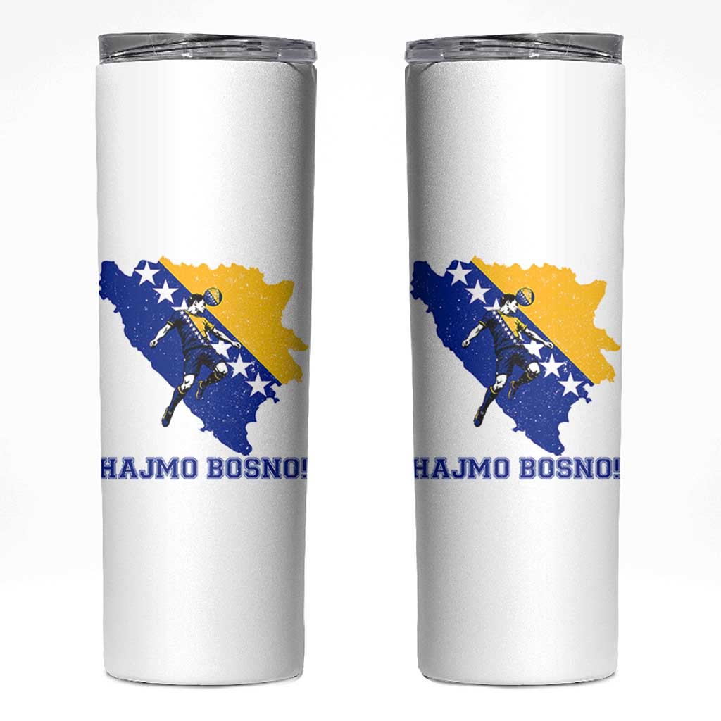 Vintage Bosnian Map Football Fan Skinny Tumbler Proud Balkan Heritage Gift