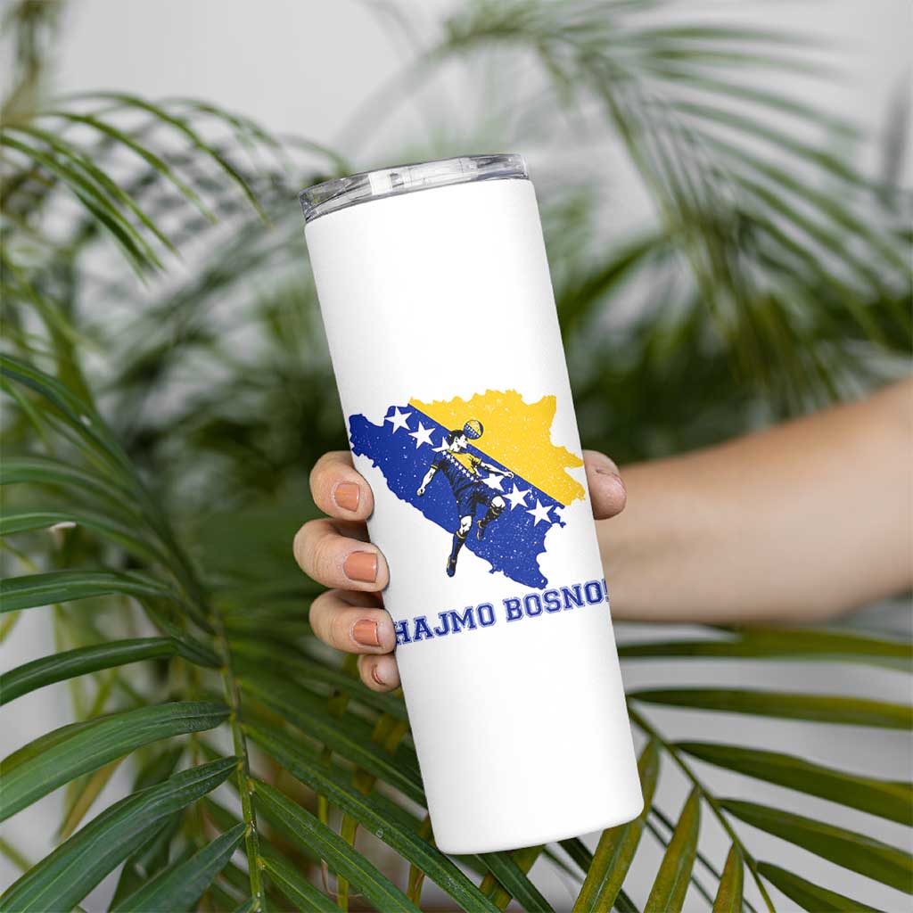 Vintage Bosnian Map Football Fan Skinny Tumbler Proud Balkan Heritage Gift