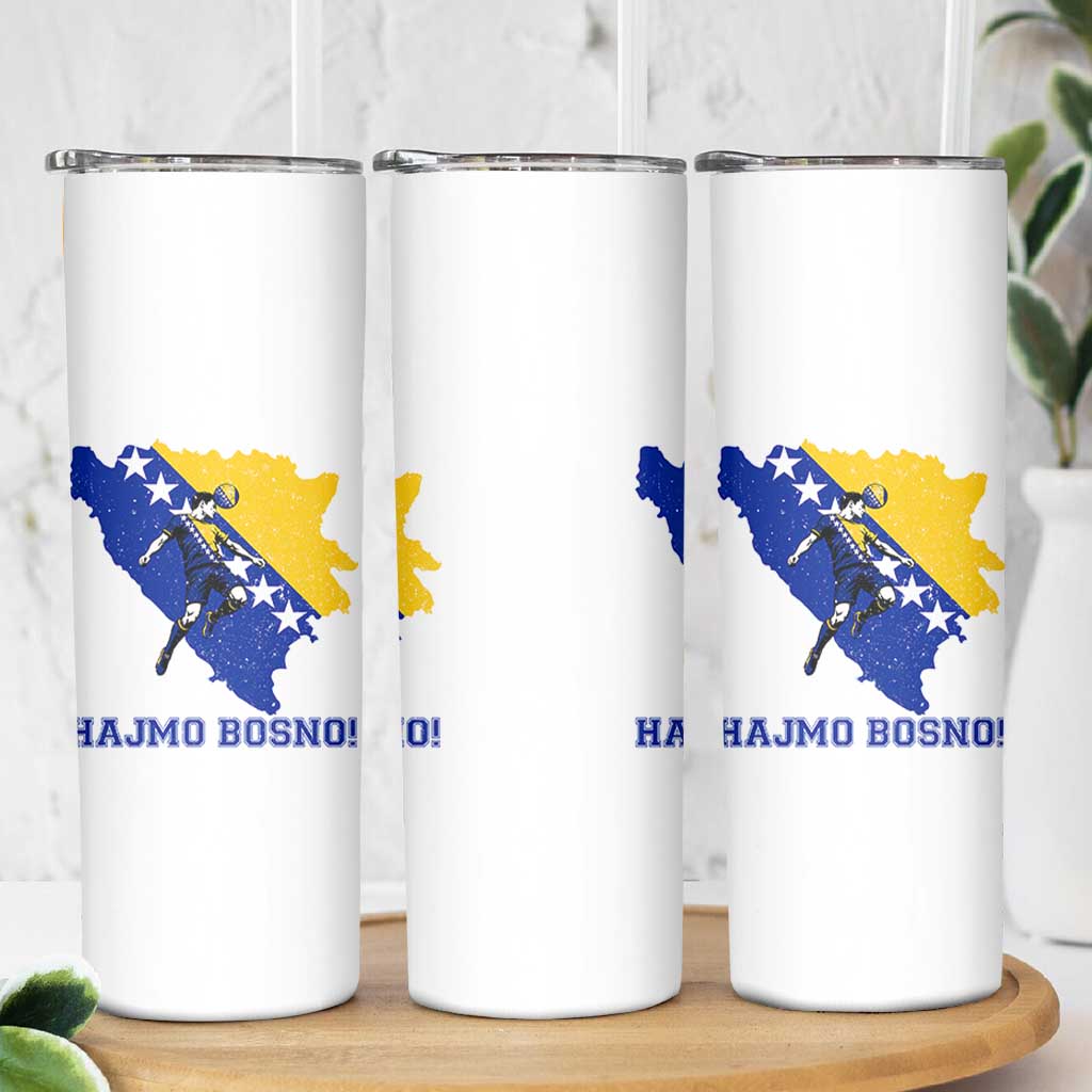 Vintage Bosnian Map Football Fan Skinny Tumbler Proud Balkan Heritage Gift