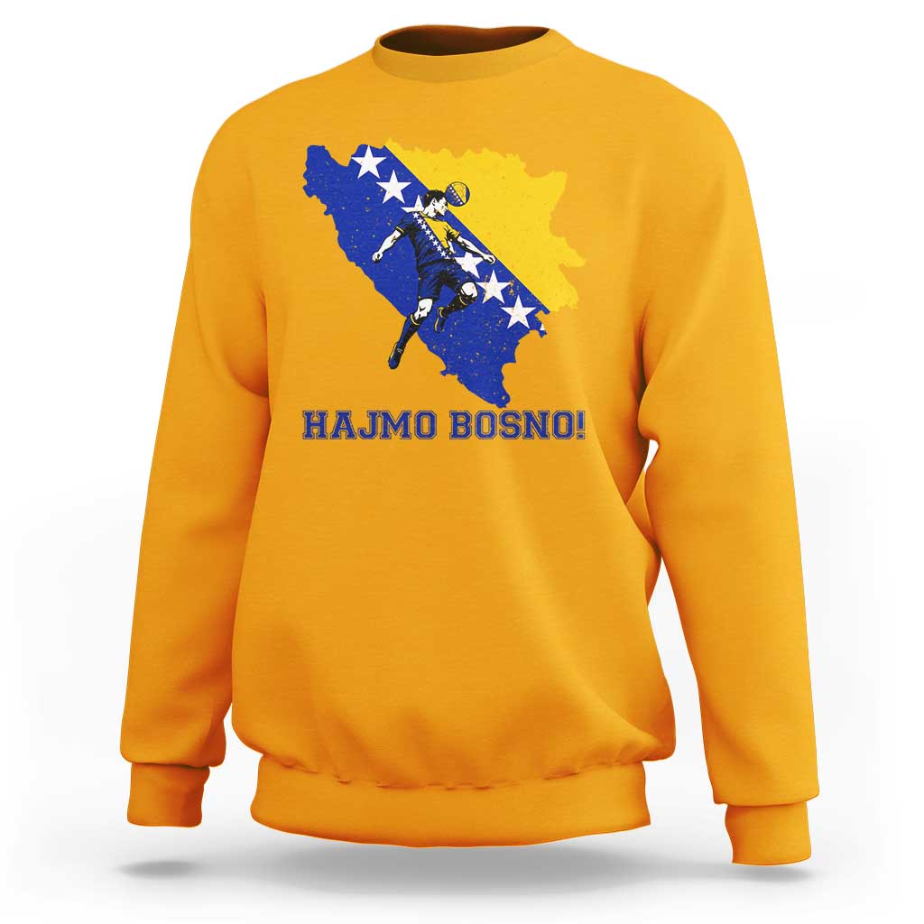 Vintage Bosnian Map Football Fan Sweatshirt Proud Balkan Heritage Gift