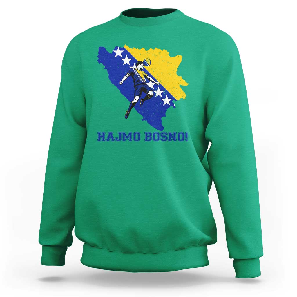 Vintage Bosnian Map Football Fan Sweatshirt Proud Balkan Heritage Gift