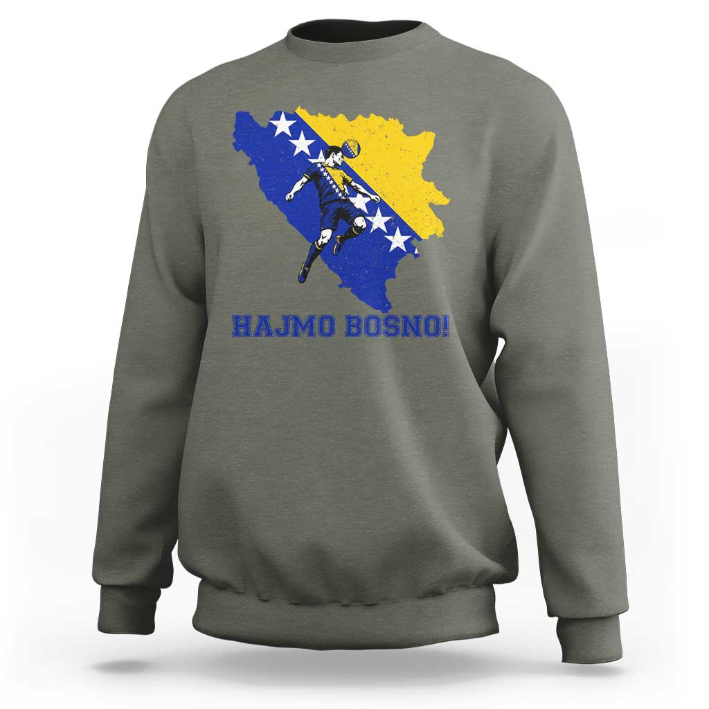 Vintage Bosnian Map Football Fan Sweatshirt Proud Balkan Heritage Gift