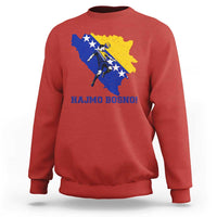 Vintage Bosnian Map Football Fan Sweatshirt Proud Balkan Heritage Gift