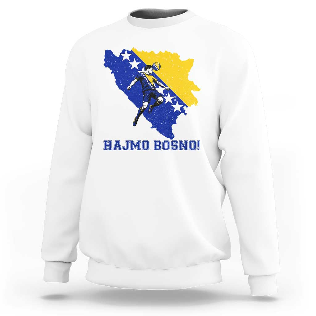 Vintage Bosnian Map Football Fan Sweatshirt Proud Balkan Heritage Gift