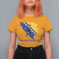 Vintage Bosnian Map Football Fan T Shirt For Women Proud Balkan Heritage Gift