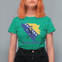 Vintage Bosnian Map Football Fan T Shirt For Women Proud Balkan Heritage Gift