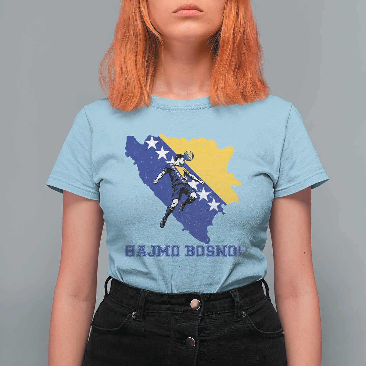 Vintage Bosnian Map Football Fan T Shirt For Women Proud Balkan Heritage Gift